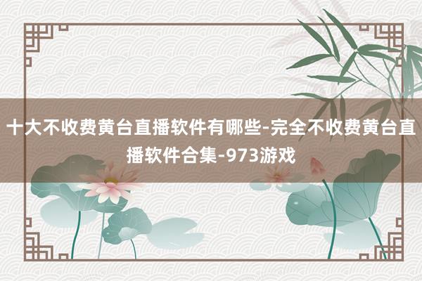 十大不收费黄台直播软件有哪些-完全不收费黄台直播软件合集-973游戏